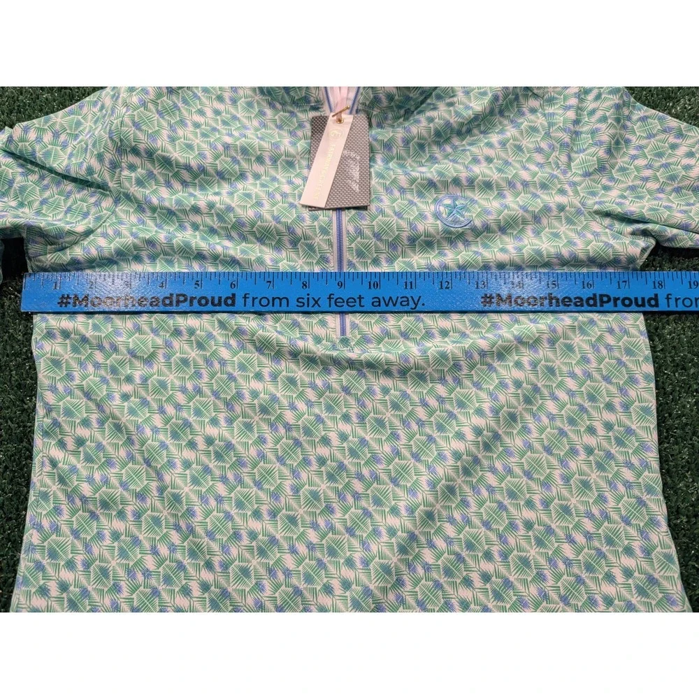 Fairway & Greene New Marlee Mock Golf Top Palmetto Green Blue UPF 50 Women's S